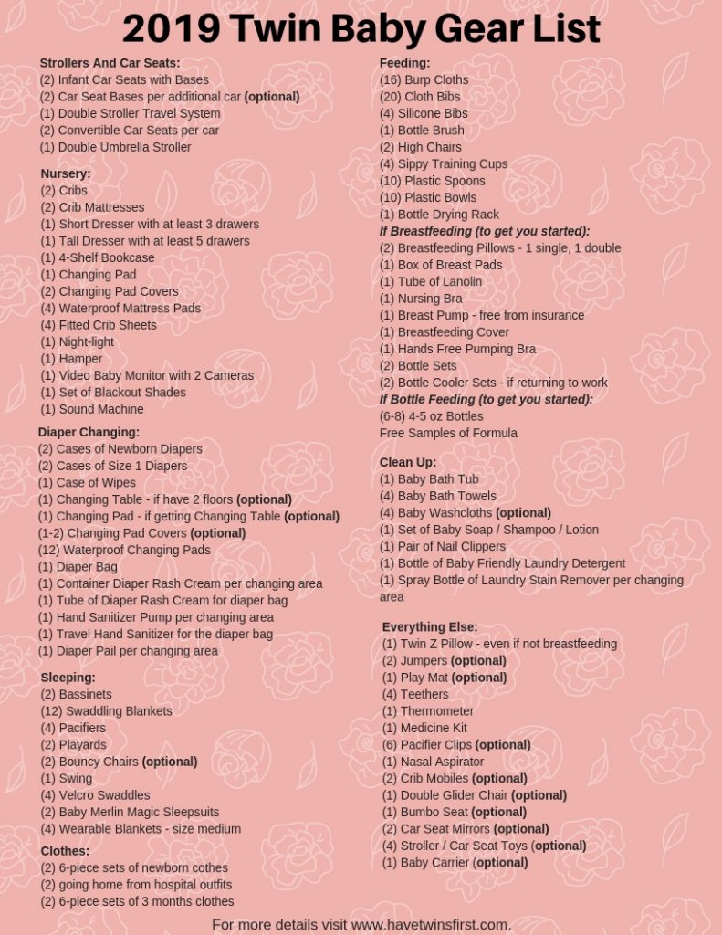 the 1 twin baby gear registry checklist have twins first baby supplies checklist